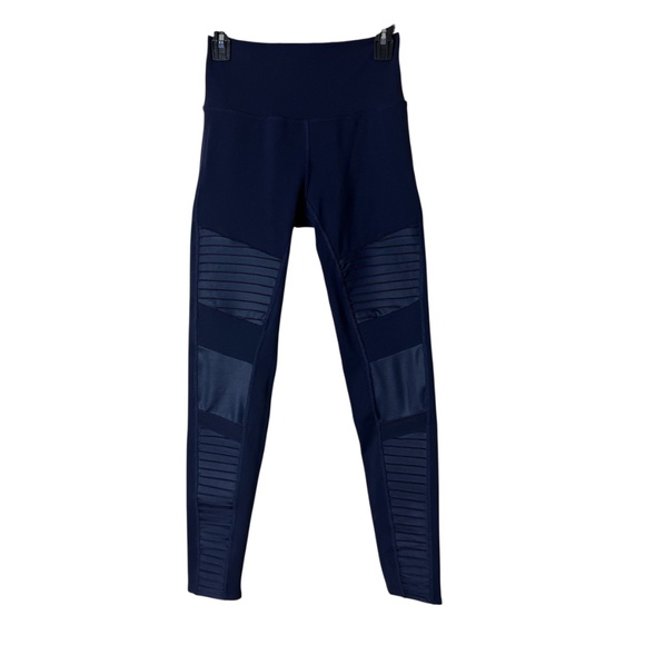 ALO Yoga Pants - Alo Yoga High Waist Moto Leggings Large Navy Sculpting Stretch Gym Athletic
